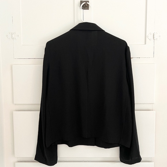 EILEEN FISHER Silk Georgette Black Crepe Blazer Medium - Picture 6 of 7